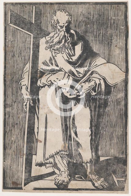 Saint Philip standing holding a book and a cross, ca. 1590-1600. Creator: Giuseppe Scolari.