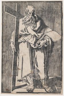 Saint Philip standing holding a book and a cross, ca. 1590-1600. Creator: Giuseppe Scolari
