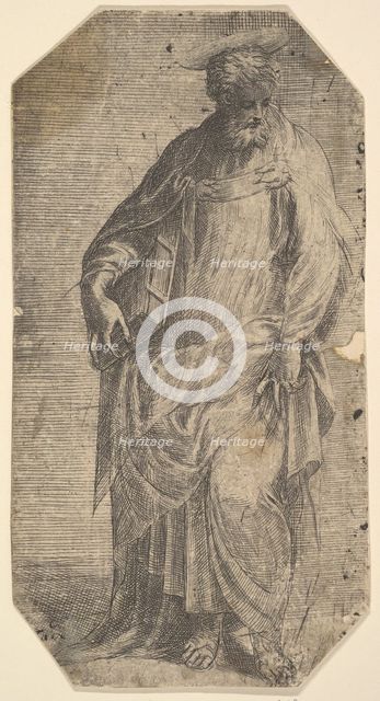 Saint Philip standing with a book under his right arm, from 'Christ and the Apostles', ca. 1548-50. Creator: Andrea Schiavone.