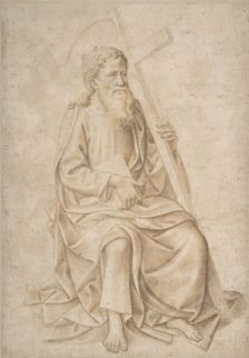 Saint Philip Seated, Holding a Book and a Cross, 1422-57. Creator: Pesello Peselli