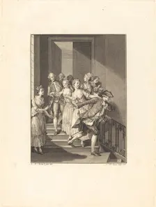 Saint-Preux sort de chez des femmes du monde, 1776. Creator: Nicolas Delaunay