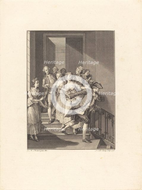 Saint-Preux sort de chez des femmes du monde, 1776. Creator: Nicolas Delaunay.