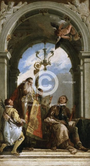 Saint Proculus of Verona visits the Saints Firmus and Rusticus, 1740-1745. Creator: Tiepolo, Giambattista (1696-1770).