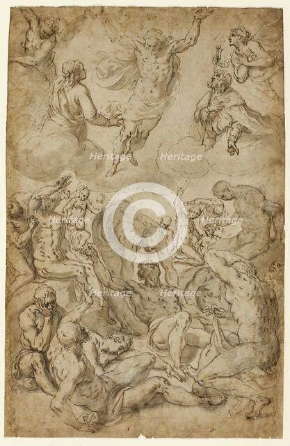 Saint Roch and the Virgin Interceding with Christ on Behalf of Plague Victims, n.d. Creator: Sante Peranda.