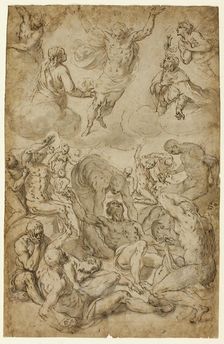 Saint Roch and the Virgin Interceding with Christ on Behalf of Plague Victims, n.d. Creator: Sante Peranda