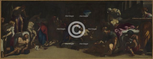 Saint Roch attending the Venice plague-victims in the Lazaretto. Creator: Tintoretto, Jacopo, (after)  .