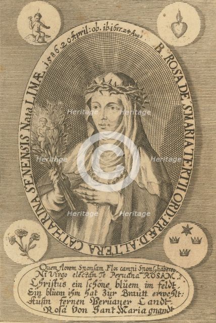 Saint Rose of Lima, 1668. Creator: González de Acuña, Antonio (1620-1682).