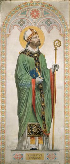 Saint Rupert of Salzburg. Cardboard for the windows of the Chapel of St. Ferdinand, 1842