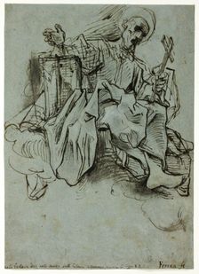 Saint with Book and Cross Seated on a Cloud, c.1591. Creator: Ferrau Fenzoni