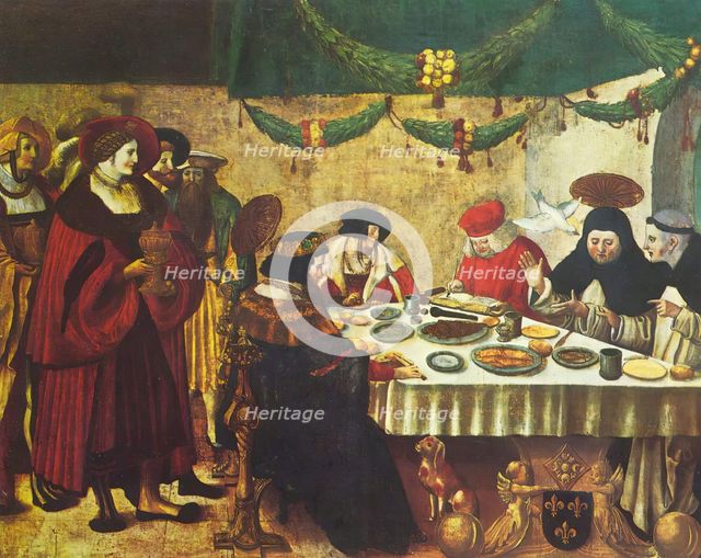 Saint Thomas of Aquin at the Table of King Louis the Saint, 1517. Creator: Nicolas Manuel Deutsch.