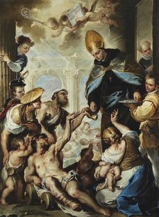 Saint Thomas of Villanova Giving Alms to the Poor, ca 1658. Creator: Giordano, Luca (1632-1705)