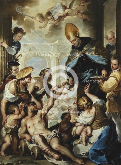 Saint Thomas of Villanova Giving Alms to the Poor, ca 1658. Creator: Giordano, Luca (1632-1705).