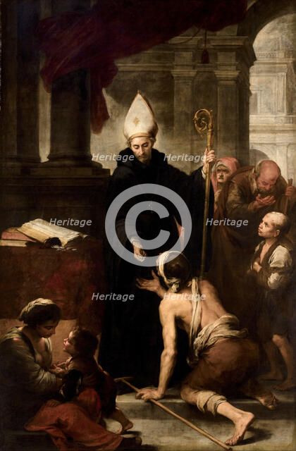 Saint Thomas of Villanueva giving alms to the poor, 1668-1669. Creator: Murillo, Bartolomé Estebàn (1617-1682).