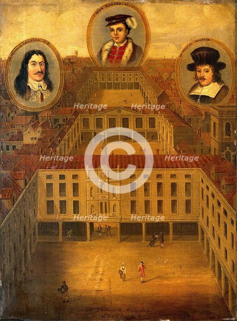 Saint Thomas's Hospital, Southwark: the enfilade of three courtyards..., c17th century. Creator: Unknown.