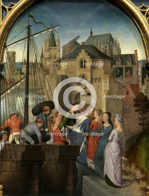 Saint Ursula Shrine: Arrival of the virgins in Cologne, 1489. Creator: Memling; Hans (1433/40-1494).