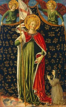 Saint Ursula with Two Angels and Donor, c. 1455/1460. Creator: Benozzo Gozzoli