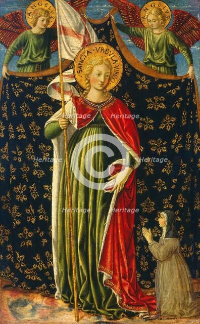 Saint Ursula with Two Angels and Donor, c. 1455/1460. Creator: Benozzo Gozzoli.