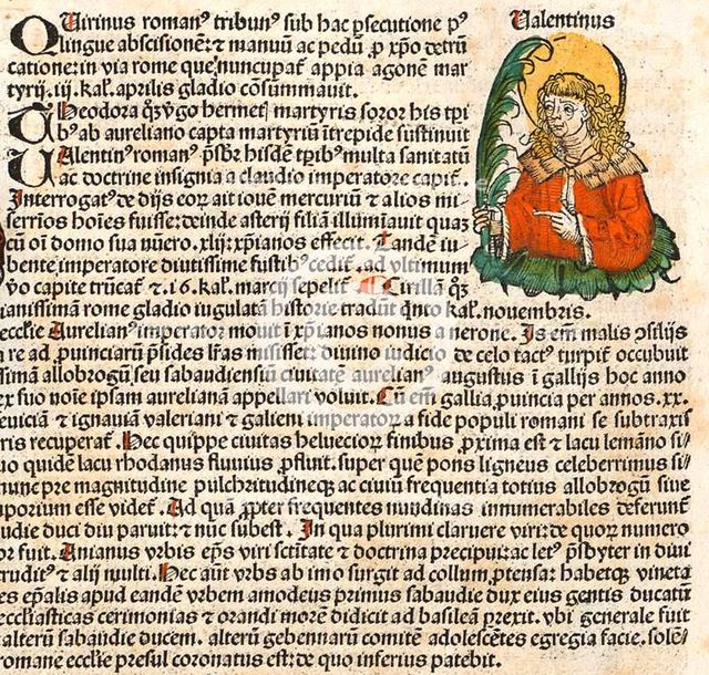 Saint Valentine (from the Nuremberg Chronicle), 1493. Artist: Anonymous  
