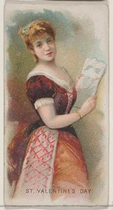 Saint Valentine's Day, United States, from the Holidays series (N80) for Duke brand cigare..., 1890. Creator: George S. Harris & Sons