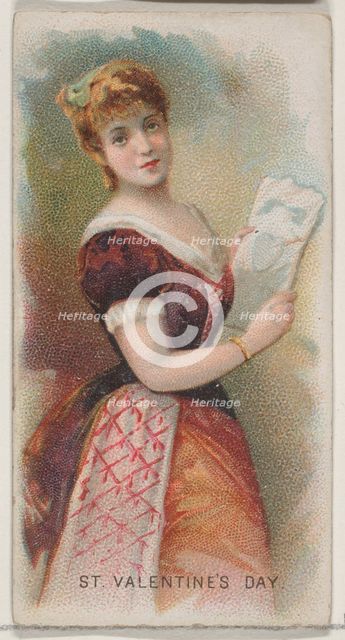 Saint Valentine's Day, United States, from the Holidays series (N80) for Duke brand cigare..., 1890. Creator: George S. Harris & Sons.