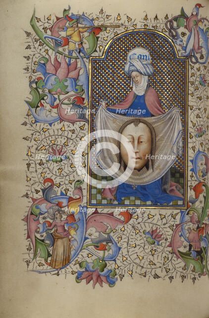 Saint Veronica Displaying the Sudarium; Book of Hours, about 1450-1455. Creator: Master of Guillebert de Mets.