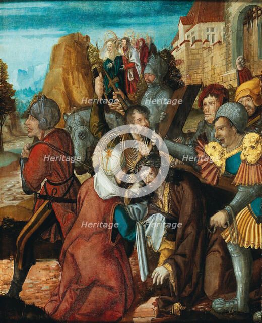 Saint Veronica presenting her veil to Christ on his way to Calvary, ca 1515-1520. Creator: Southwest German master.