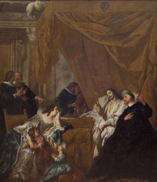 Saint Vincent de Paul at the Deathbed of Louis XIII, 1731. Creator: Troy, Jean-François de (1679-1752)