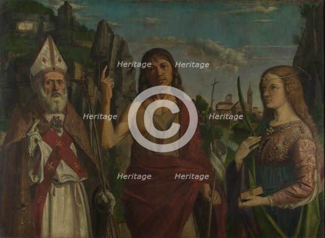 Saint Zeno, Saint John the Baptist and a Female Martyr, c. 1495. Artist: Montagna, Bartolomeo (1449-1523)