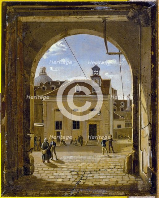 Sainte-Barbe college courtyard, rue de Reims, c1824. Creator: Etienne Bouhot.