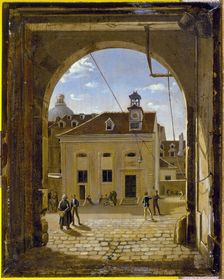 Sainte-Barbe college courtyard, rue de Reims, c1824. Creator: Etienne Bouhot