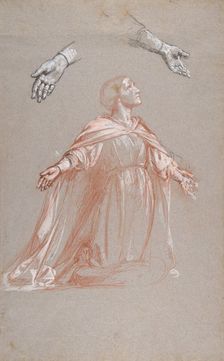 Sainte Clotilde (middle register; study for wall paintings in the Chapel of Saint Remi..., 19th cent Creator: Isidore Pils