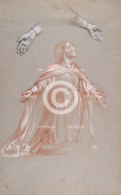 Sainte Clotilde (middle register; study for wall paintings in the Chapel of Saint Remi..., 19th cent Creator: Isidore Pils.