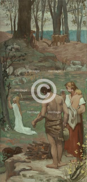 Sainte Geneviève enfant en prière, c1877. Creator: Pierre Puvis de Chavannes.