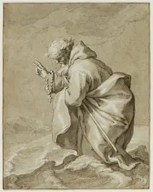 Saintly Hermit, Walking on Water, c1612. Creator: Abraham Bloemaert