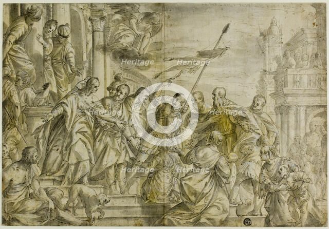 Saints Mark and Marcellian Led to Their Execution, while Comforted by Saint Sebastian, n.d. Creator: Paolo Veronese.