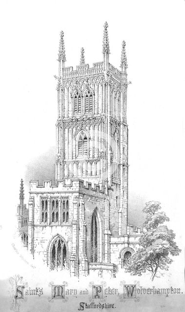'Saints' Mary and Peter, Wolverhampton. Staffordshire', c1850s. Artist: Unknown.