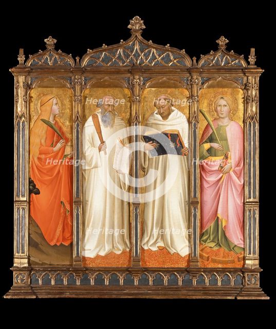 Saints Mary Magdalene, Benedict, Bernard of Clairvaux and Catherine of Alexandria, ca 1380. Artist: Gaddi, Agnolo (1350-1396)