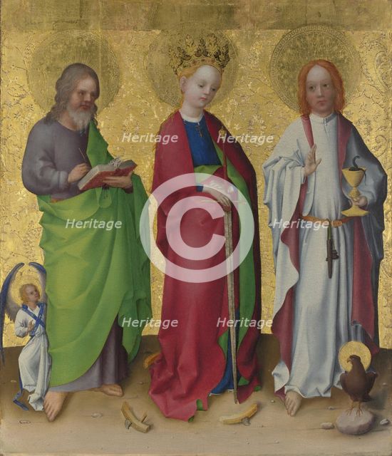 Saints Matthew, Catherine of Alexandria and John the Evangelist, c. 1450. Artist: Lochner, Stephan (ca 1400/10-1451)