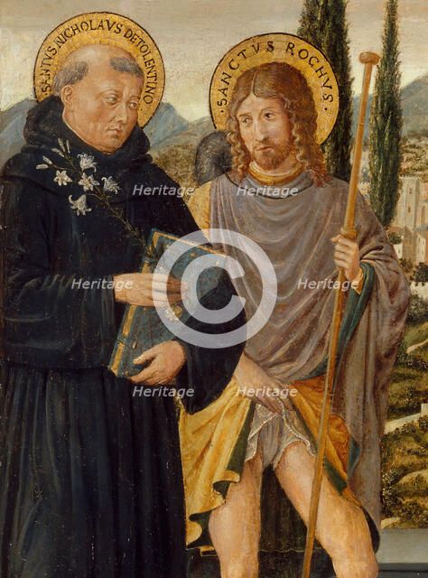 Saints Nicholas of Tolentino, Roch, Sebastian, and Bernardino of Siena..., 1481. Creator: Benozzo Gozzoli.