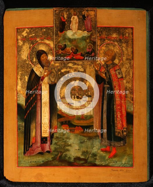 Saints Bishop Arsenius of Tver and Prince Michael of Tver, 1802. Artist: Russian icon  