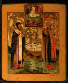 Saints Bishop Arsenius of Tver and Prince Michael of Tver, 1802. Artist: Russian icon