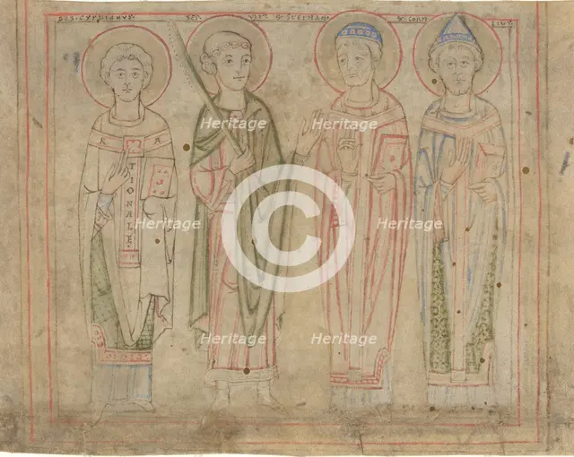 Saints Cyprian, Vitus, Stephen, and Cornelius, third quarter 12th century. Creator: Unknown.