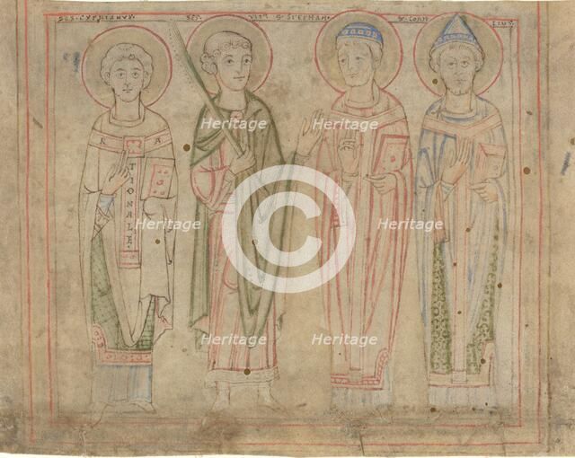 Saints Cyprian, Vitus, Stephen, and Cornelius, third quarter 12th century. Creator: Unknown.