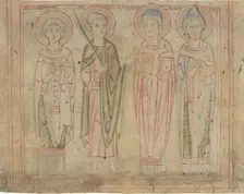 Saints Cyprian, Vitus, Stephen, and Cornelius, third quarter 12th century. Creator: Unknown