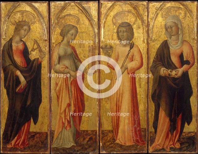 Saints Catherine of Alexandria, Barbara, Agatha, and Margaret, ca. 1470. Creator: Giovanni di Paolo.
