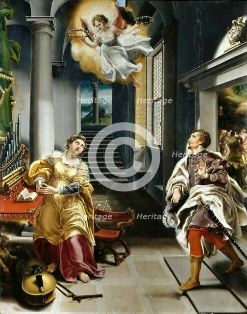 Saints Cecilia and Valerian, 16th century. Creator: Orsi, Lelio (1511-1587).