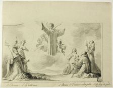 Saints Clement, Sebastian, Bruno, Francis of Paula, Anthony of Padua Worshipping..., n.d. Creator: Crispijn de Passe