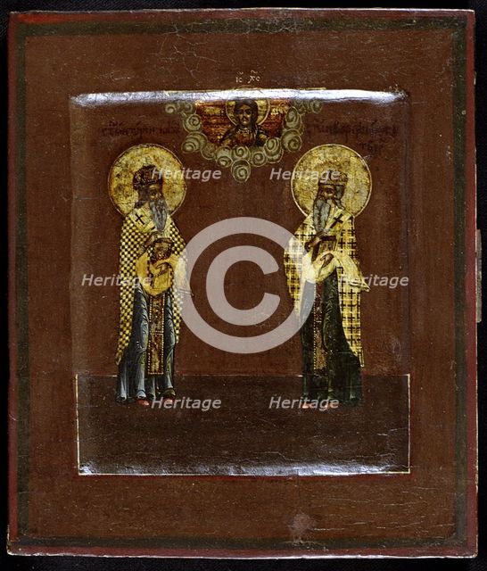 Saints Gurias of Kazan and Varsonofius of Tver, 17th century. Artist: Russian icon  