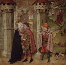 Saints Joachim and Anne before the sacred gate of Jerusalem tempera painting work by Jaime Huguet