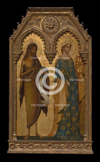 Saints John the Baptist and Catherine of Alexandria, About 1350. Creators: Paolo Veneziano, Workshop of Paolo Veneziano.
